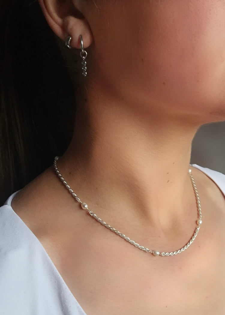Pearl Twist Silver Necklace Chain